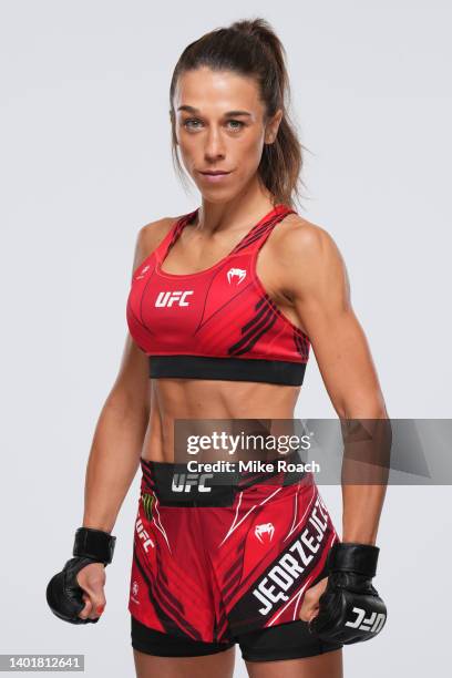 Joanna Jedrzejczyk poses for a portrait during a UFC photo session on June 8, 2022 in Singapore, Singapore.