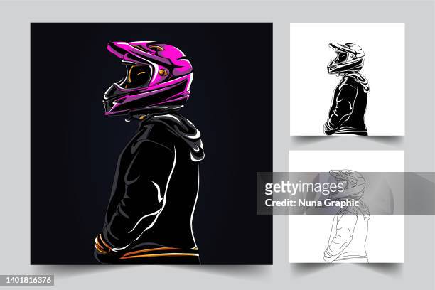 stockillustraties, clipart, cartoons en iconen met rider logo - motorfietser