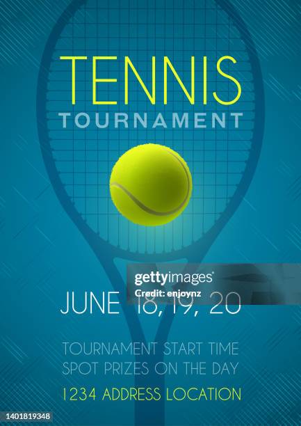 stockillustraties, clipart, cartoons en iconen met tennis tournament poster - racket