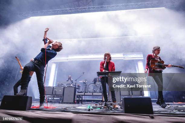 Thomas Mars, Deck d'Arcy and Christian Mazzalai of Phoenix perform in concert during Primavera Sound a la Ciutat at Poble Espanyol on June 08, 2022...