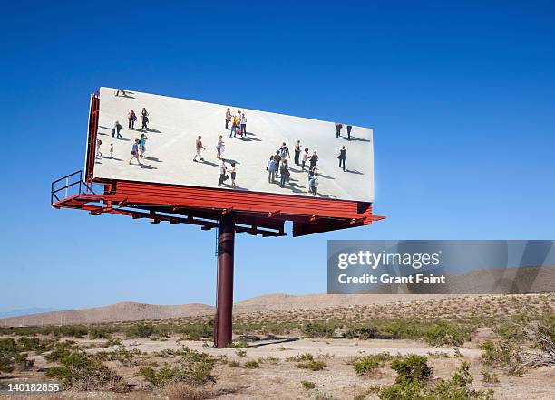 photograph on billboard (digital composite). - las vegas crazy stock pictures, royalty-free photos & images