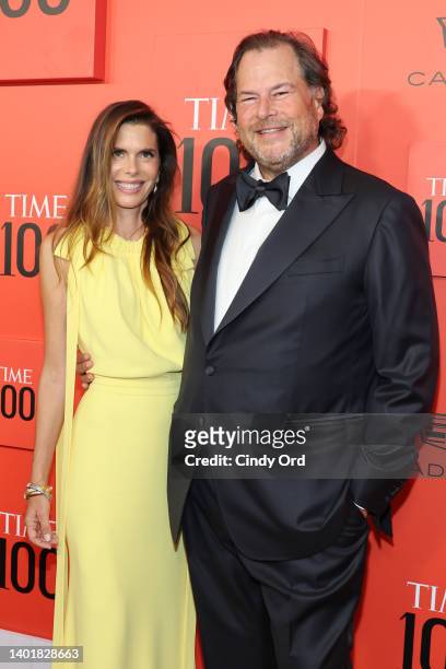 Lynne Benioff and Marc Benioff attend the 2022 Time100 Gala at Frederick P. Rose Hall, Jazz at Lincoln Center on June 08, 2022 in New York City.