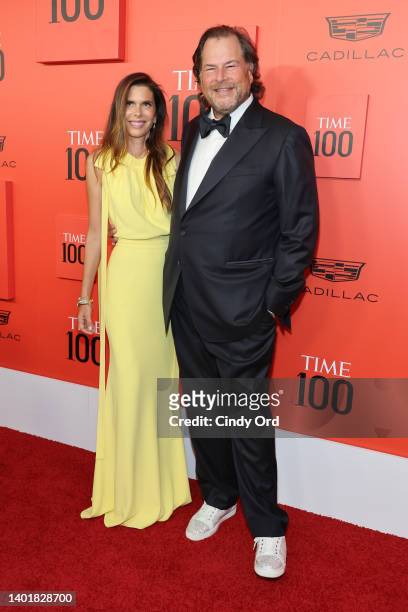 Lynne Benioff and Marc Benioff attend the 2022 Time100 Gala at Frederick P. Rose Hall, Jazz at Lincoln Center on June 08, 2022 in New York City.