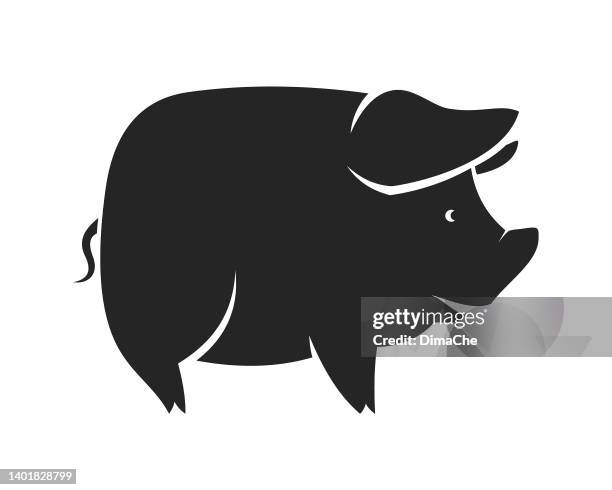 pig silhouette - cut out vector icon - year of the pig stock illustrations