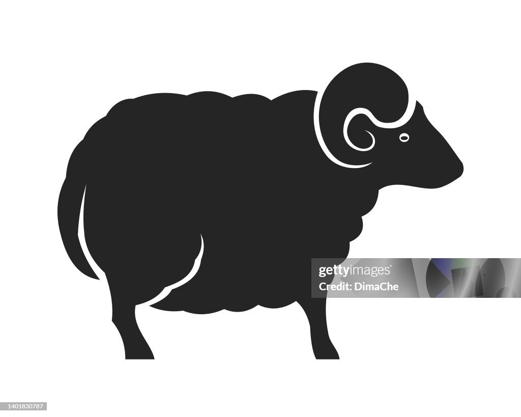 Goat, ram or sheep silhouette - cut out vector icon