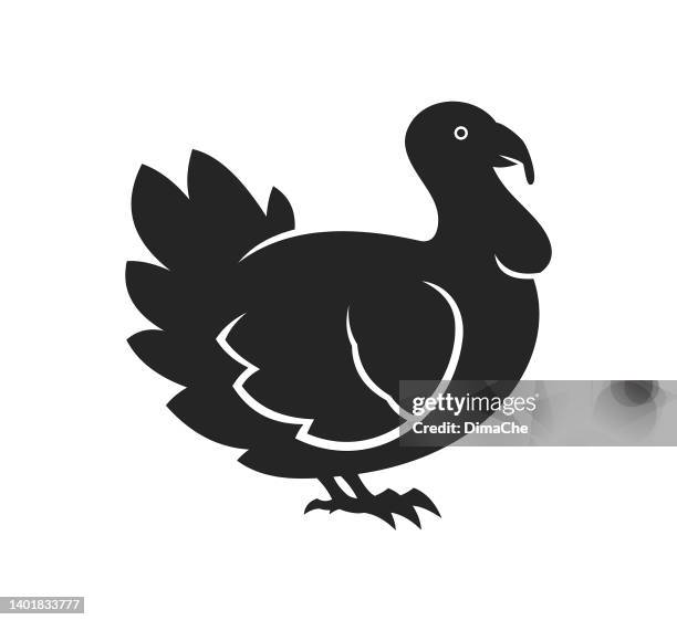 ilustraciones, imágenes clip art, dibujos animados e iconos de stock de silueta de pavo - icono vectorial recortado - turkey hunting