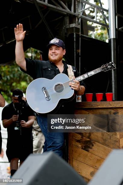 Luke Combs performs onstage for the BMI Parking Lot Party at BMI on June 08, 2022 in Nashville, Tennessee.