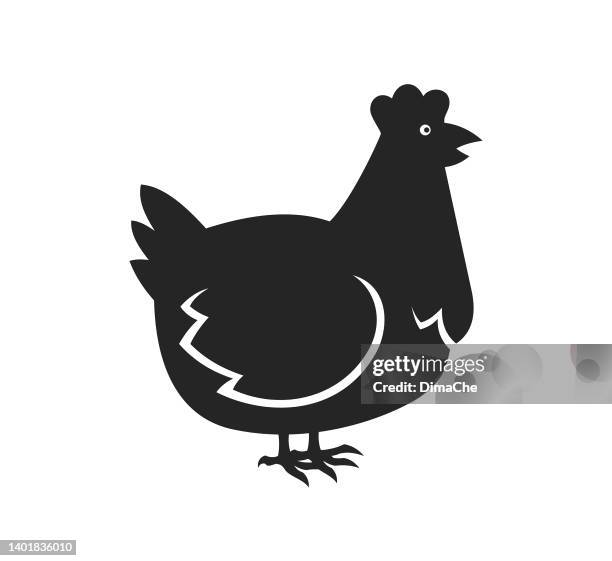 chicken silhouette - cut out vector icon - cartoon chickens stock illustrations