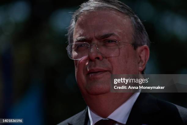 Mexico's Secretary of Foreign Affairs Marcelo Ebrard, arrives to the Microsoft Theater for the opening ceremonies of the IX Summit of the Americas on...