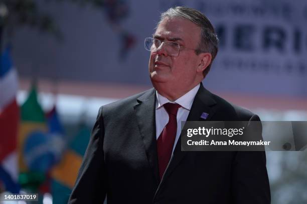 Mexico's Secretary of Foreign Affairs Marcelo Ebrard, arrives to the Microsoft Theater for the opening ceremonies of the IX Summit of the Americas on...