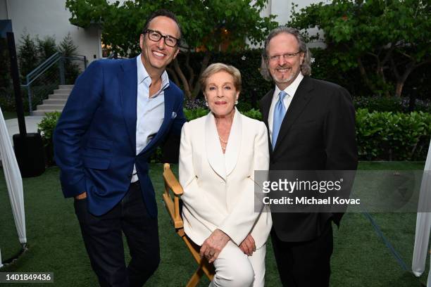 Charlie Collier, Julie Andrews, and Bob Gazzale attend the private cocktail reception with Life Achievement Honoree Julie Andrews at Fox Studio Lot...