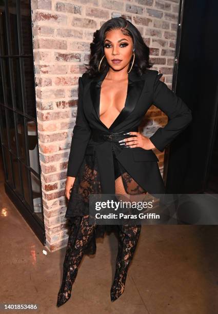 Ashanti is seen backstage during the HelloBeautiful Interludes Live presents Ashanti at Terminal West on June 08, 2022 in Atlanta, Georgia.