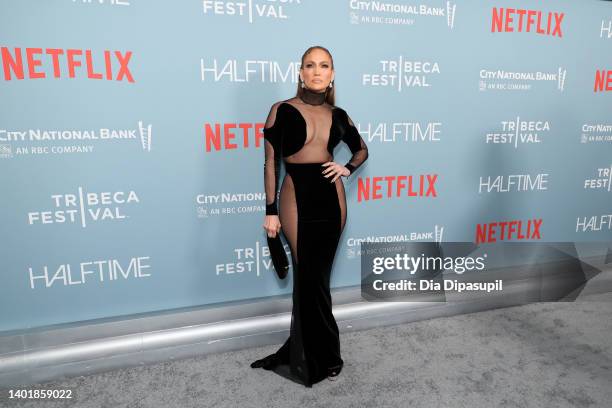 Jennifer Lopez attends the "Halftime" Premiere during the Tribeca Festival Opening Night on June 08, 2022 in New York City.