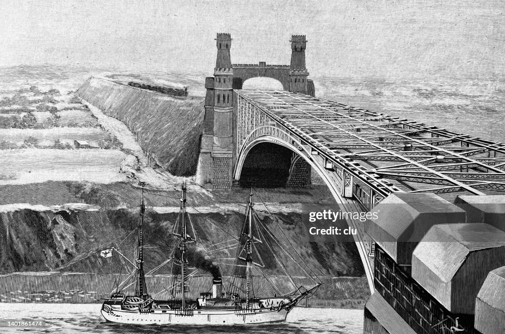 Kiel canal: the bridge near Levensau