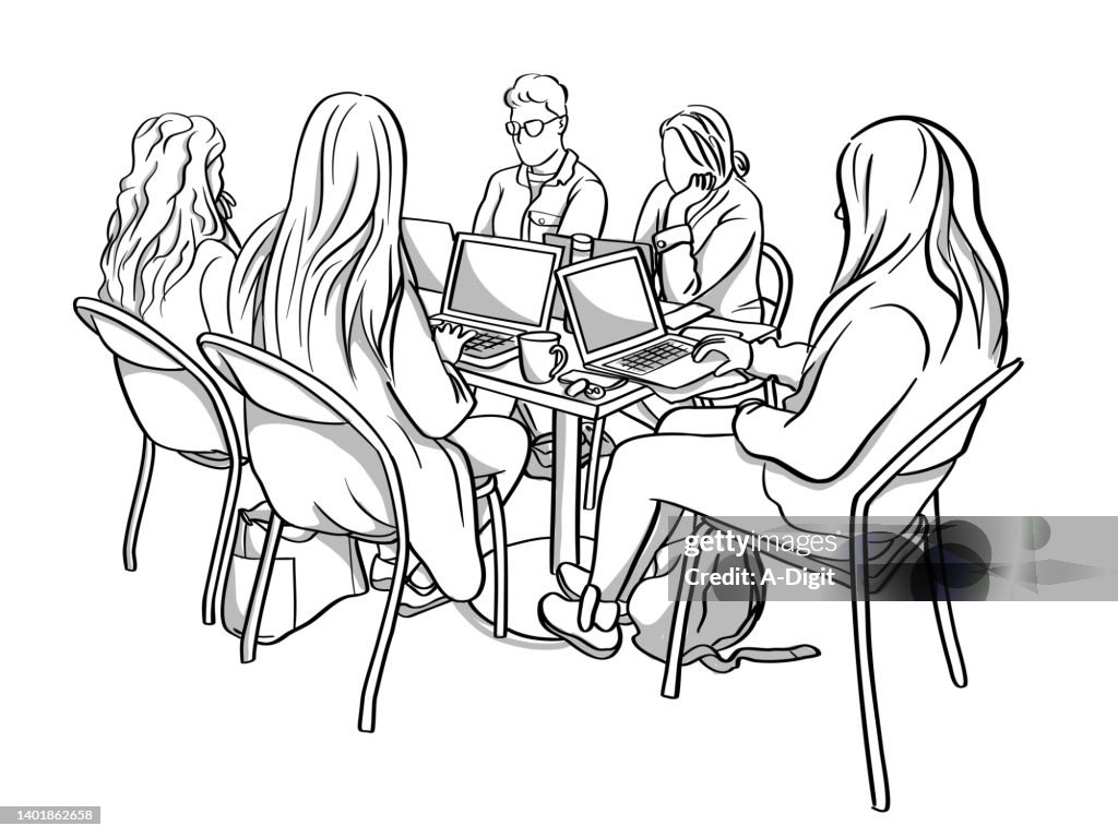 Group Project Example Drawing Group Project Student Table Sketch High-Res Vector Graphic - Getty Images