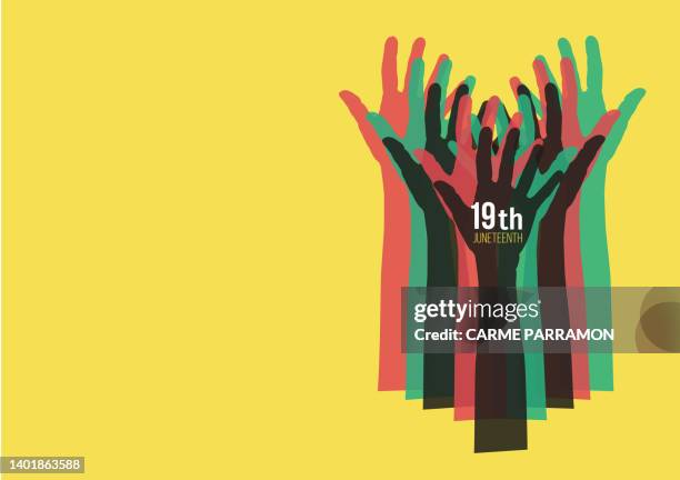 hands and juneteenth colors. juneteenth national independence day - juneteenth stock illustrations