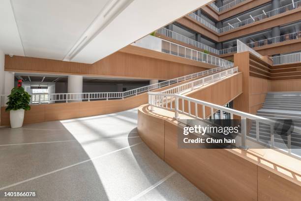 the sun shines on the upper floor of the library - storefront-for-art-and-architecture stock pictures, royalty-free photos & images