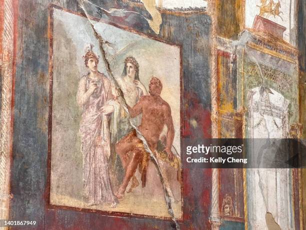 herculaneum, italy - fresco stockfoto's en -beelden