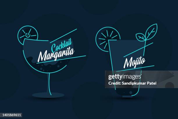 stockillustraties, clipart, cartoons en iconen met set of alcoholic drinks with cocktails - citroen frisdrank