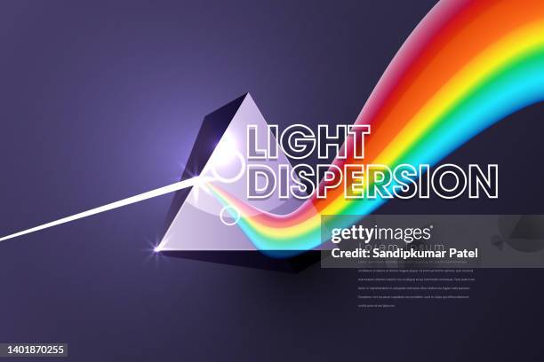 stockillustraties, clipart, cartoons en iconen met dispersion. colorful spectrum of light. experiment with glass prism and beam of light. - prisma