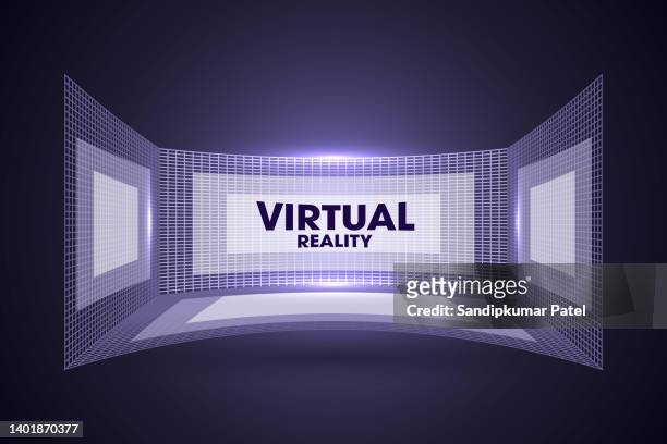 virtual reality and new technologies for games. - cardboard vr stock illustrations