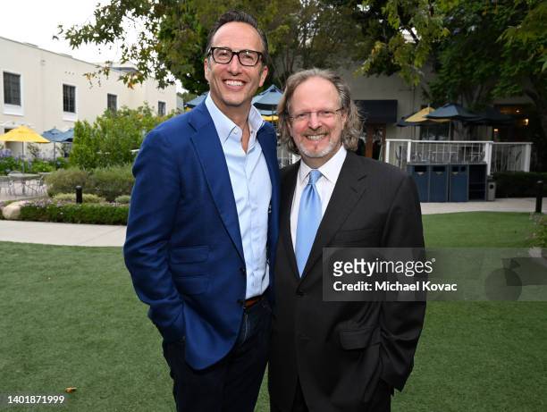 Charlie Collier and Bob Gazzale attend the private cocktail reception with Life Achievement Honoree Julie Andrews at Fox Studio Lot on June 08, 2022...