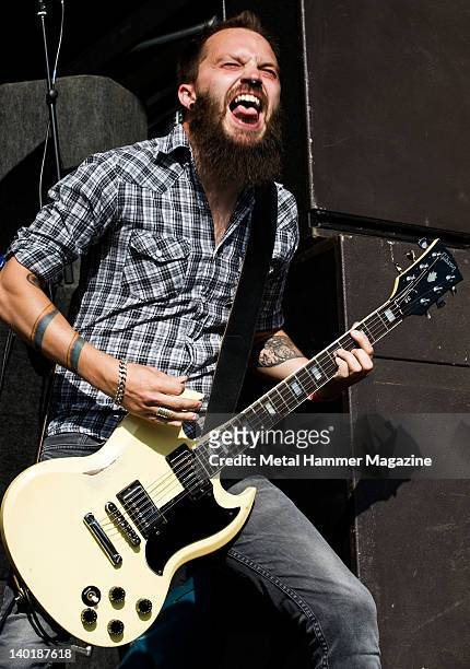 Ozzy Lister of English hard rock band Black Spiders live on stage at High Voltage Festival, July 24, 2011.