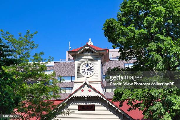 sapporo clock tower - clock tower stock pictures, royalty-free photos & images