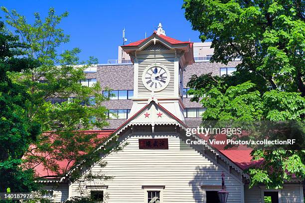 sapporo clock tower - clock tower stock pictures, royalty-free photos & images