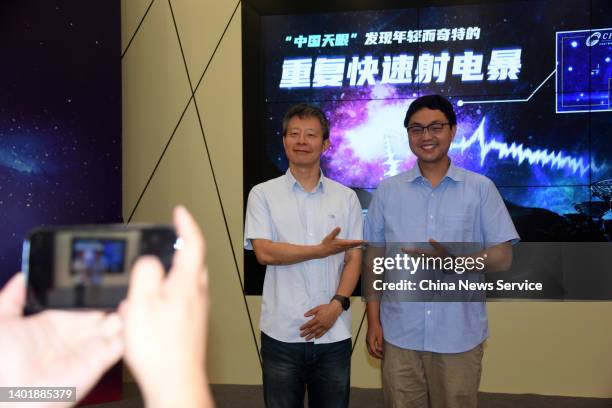 Chief scientist of China's Five-hundred-meter Aperture Spherical Radio Telescope Li Di and research fellow from the National Astronomical...