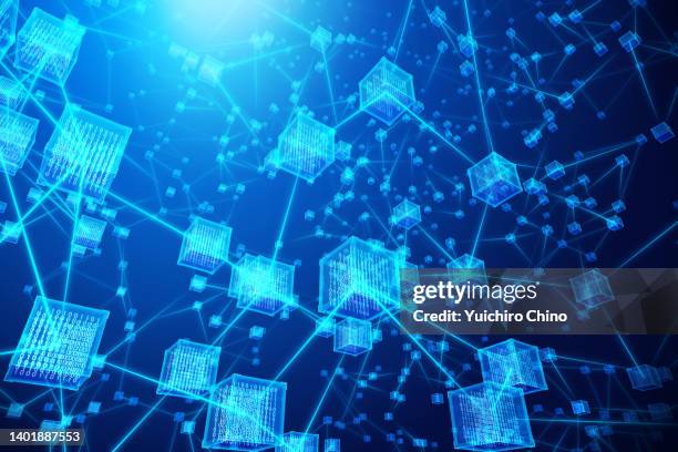 abstract blockchain background - chaîne de blocs photos et images de collection