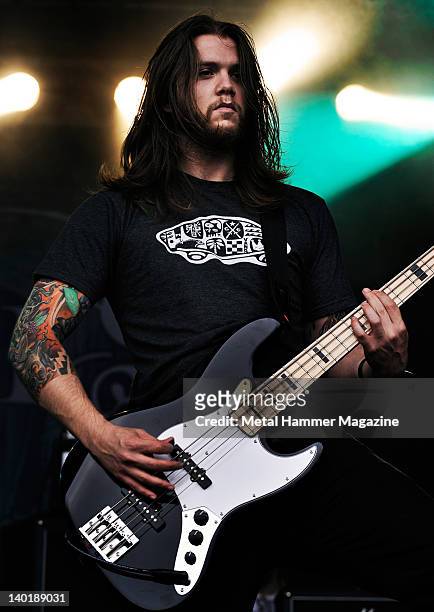 Carl Parnell of British metal band Sylosis live on stage at High Voltage festival, July 23, 2011.