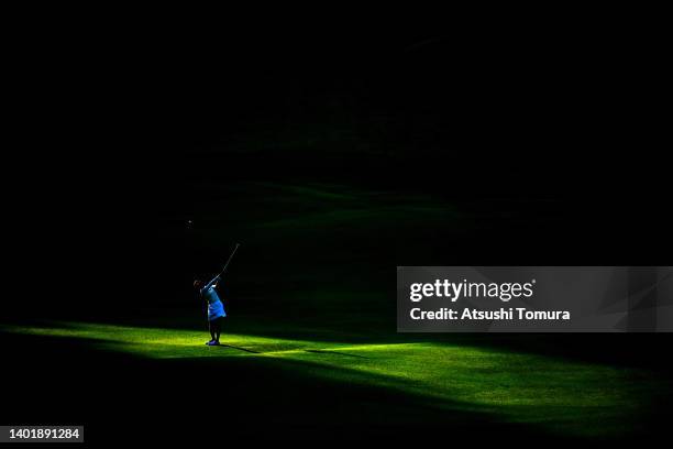 Chae-young Yoon of South Korea hits her second shot on the 18th hole during the first round of Ai Miyazato Suntory Ladies Open at Rokko Kokusai...