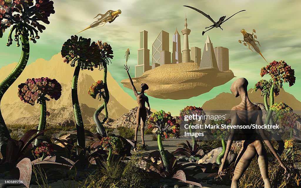 Alien Reptoid Beings Tend To A Garden Located On Their Distant World ...