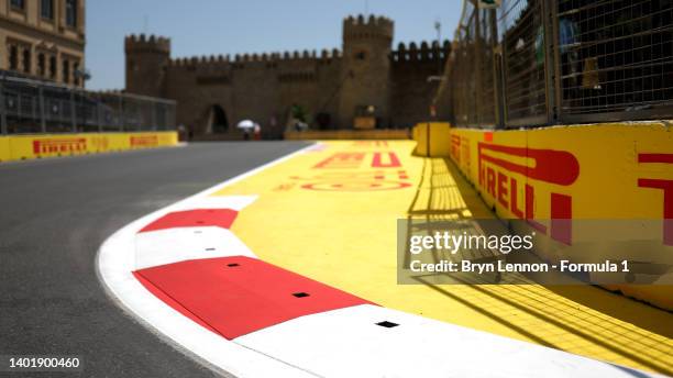 General view of the circuit during previews ahead of Round 6:Baku of the Formula 2 Championship at Baku City Circuit on June 09, 2022 in Baku,...