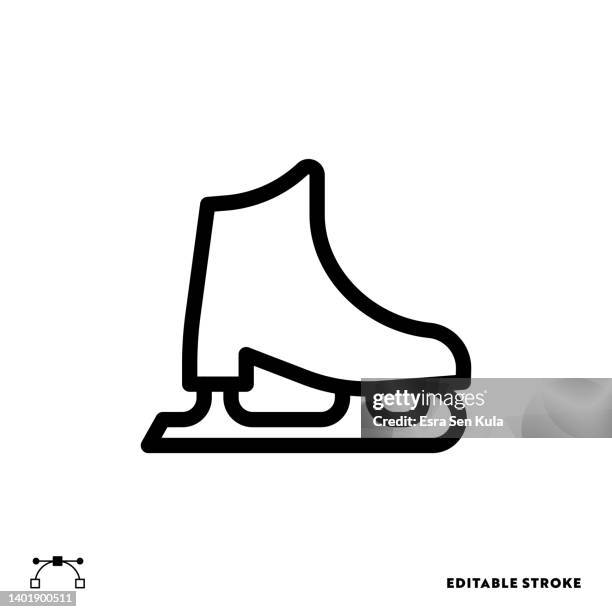 ice skating line icon design with editable stroke. suitable for web page, mobile app, ui, ux and gui design. - hockey skate stock illustrations