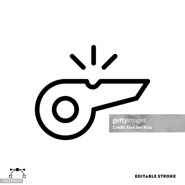ilustraciones, imágenes clip art, dibujos animados e iconos de stock de diseño de icono de línea de silbato con trazo editable. adecuado para el diseño de páginas web, aplicaciones móviles, ui, ux y gui. - entrenamiento futbol