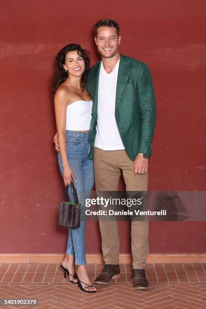 Sofia Pernas and Justin Hartley attend the Filming Italy 2022 Press Conference on June 09, 2022 in Cagliari, Italy.