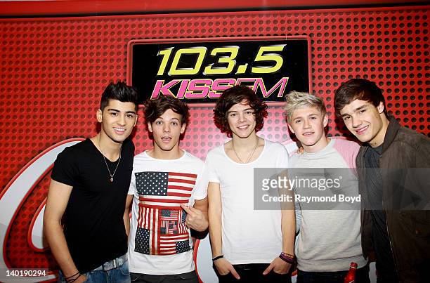 Singers Zayn Malik, Louis Tomlinson, Harry Styles, Niall Horan and Liam Payne of the British-Irish boy band One Direction performs in the KISS-FM...