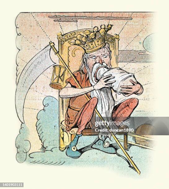 greek mythology the titan cronus on his throne devouring one of his children - greek mythology stock illustrations