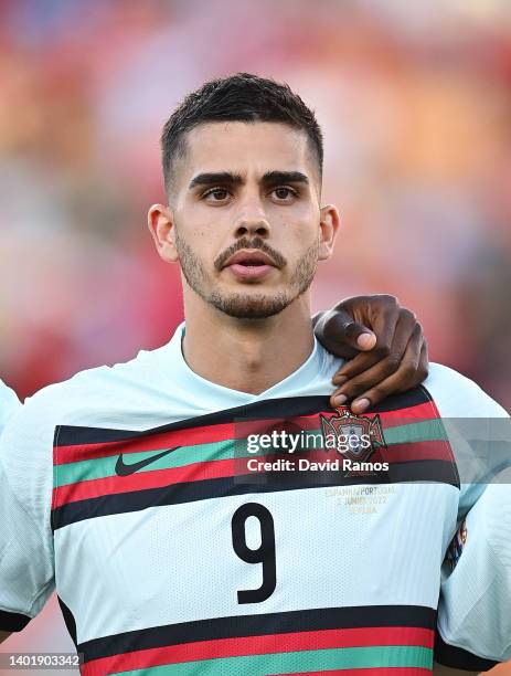 Andre Silva of Portugal looks on prior to the UEFA Nations League League A Group 2 match between Spain and Portugal at Estadio Benito Villamarin on...