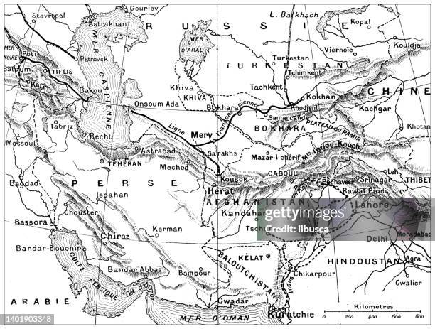 antique illustration: middle east map - middle east stock illustrations