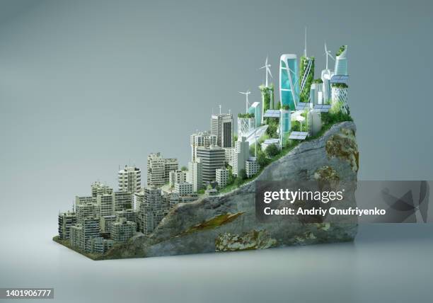 sustainable cityscape diagram - cross section stockfoto's en -beelden