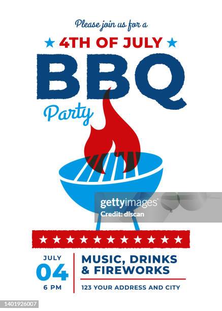 fourth of july bbq party invitation template. - fourth of july party 幅插畫檔、美工圖案、卡通及圖標