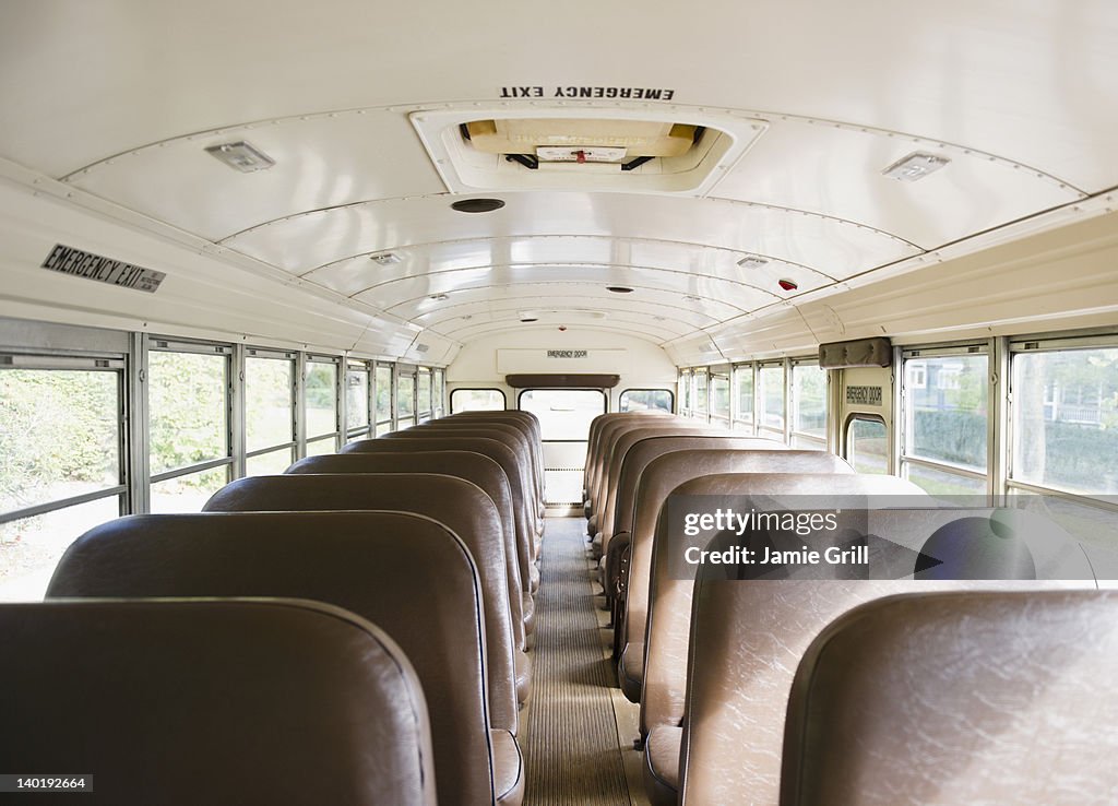 USA, New Jersey, Montclair, Interior of school bus