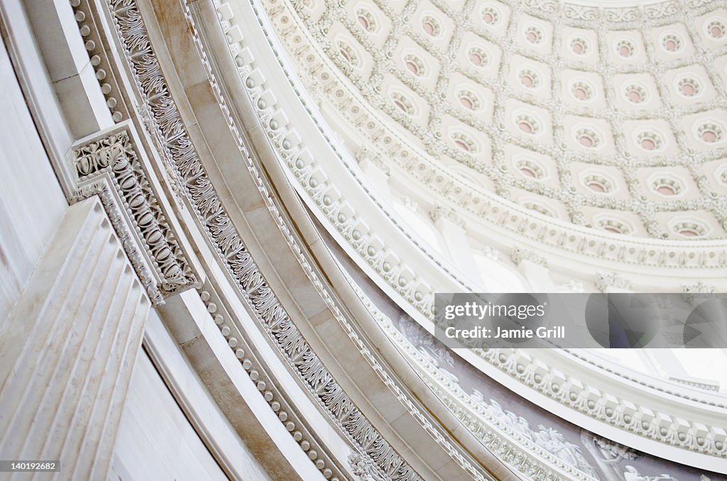 USA, Washington DC, Capitol Building, Close up of coffers on ceiling