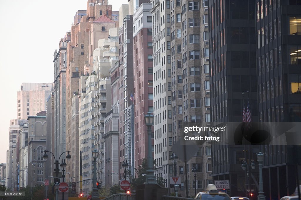 USA, New York City, Row of high rise buildings