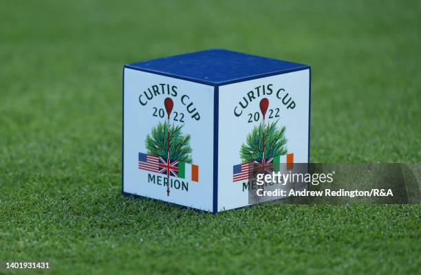 General view of the tee-marker on the first hole during a practice round ahead of The Curtis Cup at Merion Golf Club on June 09, 2022 in Ardmore,...
