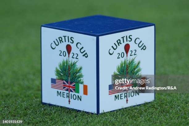 General view of the tee-marker on the first hole during a practice round ahead of The Curtis Cup at Merion Golf Club on June 09, 2022 in Ardmore,...