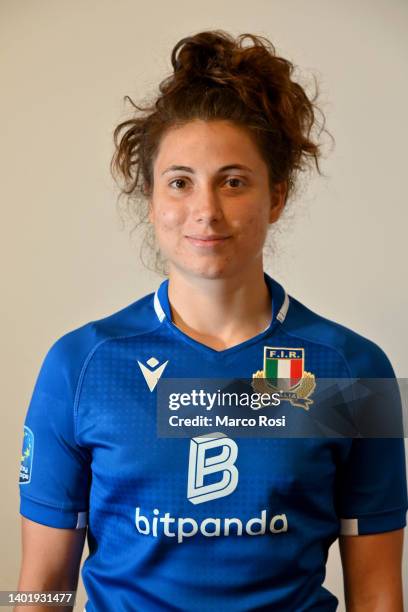 Alessia Margotti poses during the Italy rugby seven women portrait on June 09, 2022 in Rome, Italy.